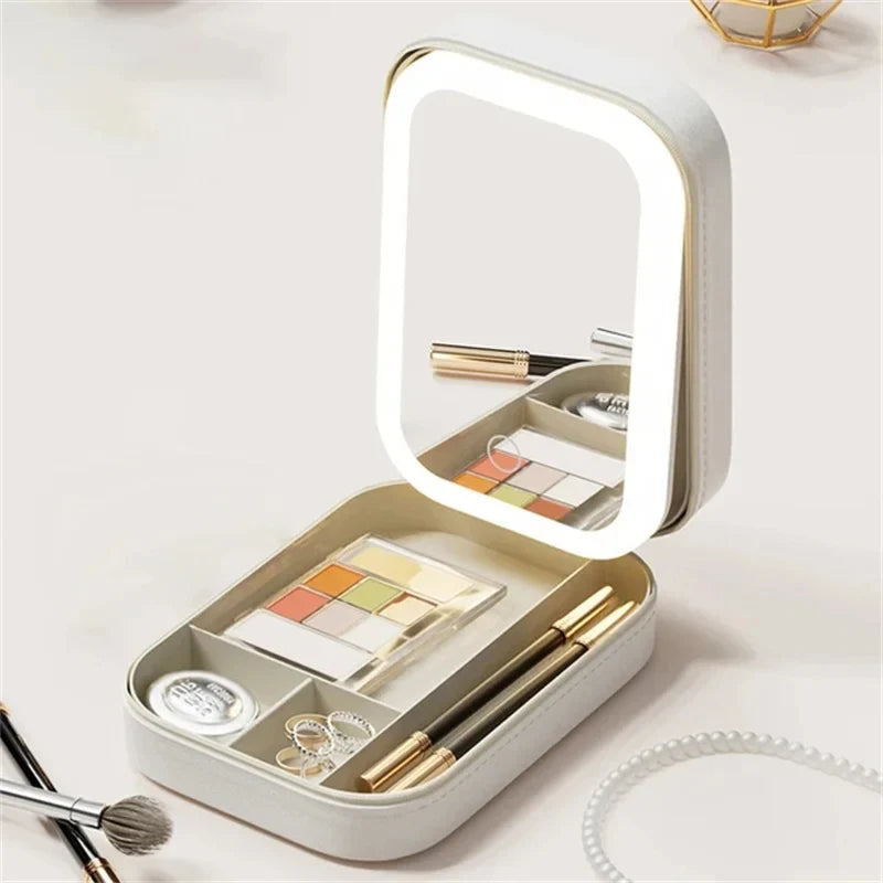 Travel Makeup Bag with LED Mirror
