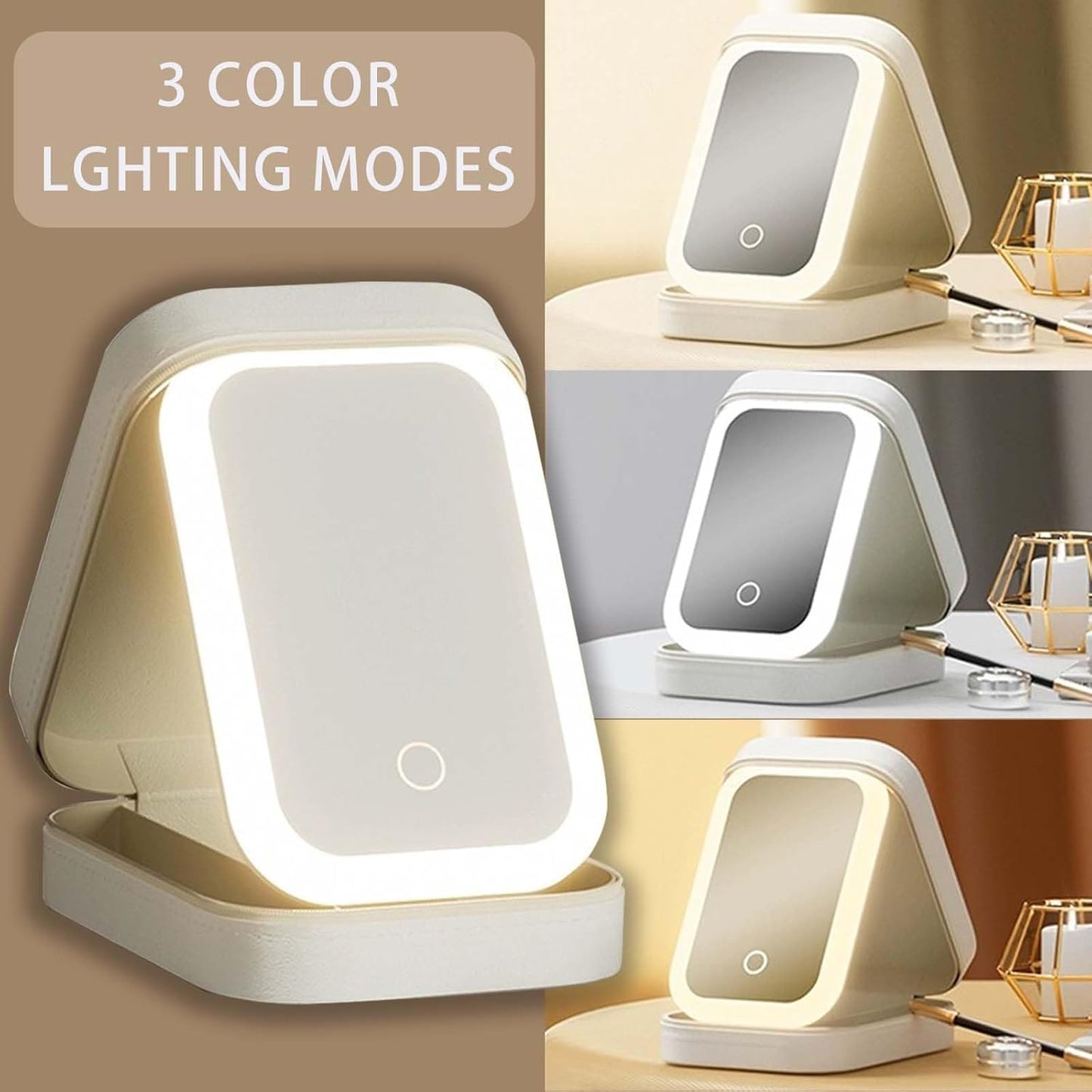 Travel Makeup Bag with LED Mirror